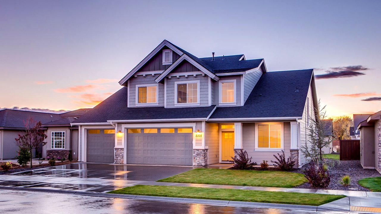 Suburban home with landscaped curb appeal
