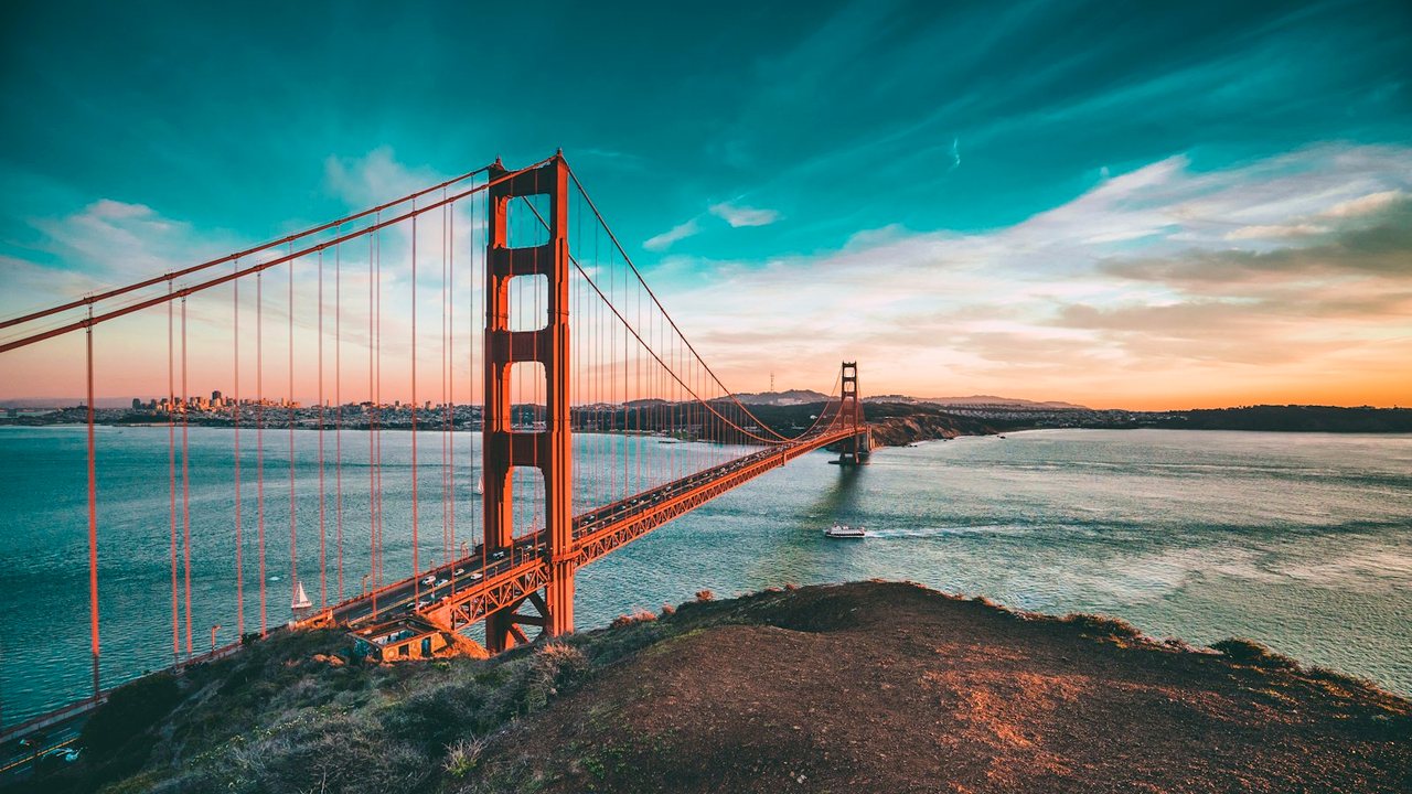 San Francisco Bay vista at golden hour