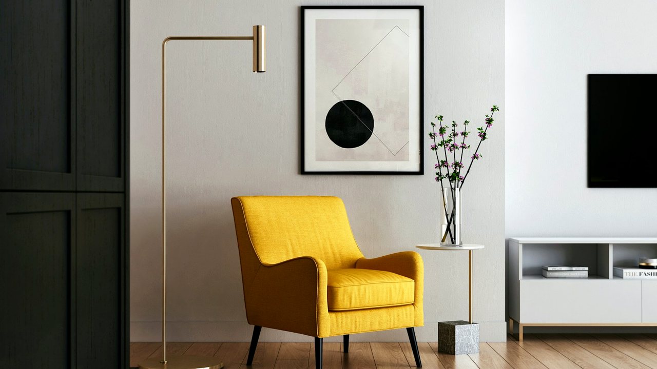 Bright budget-friendly staged living room